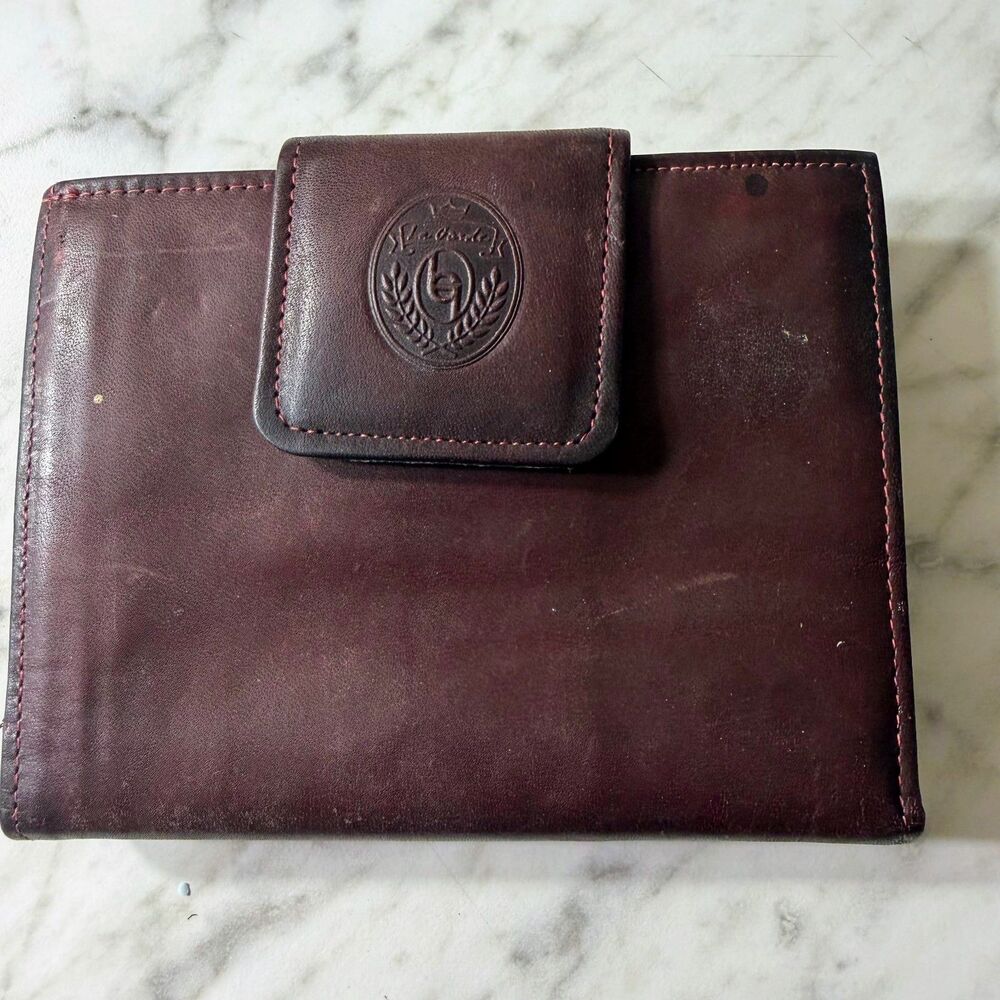 Vintage La Garde Purple Leather French Purse Wallet Kiss Lock Coin Pocket